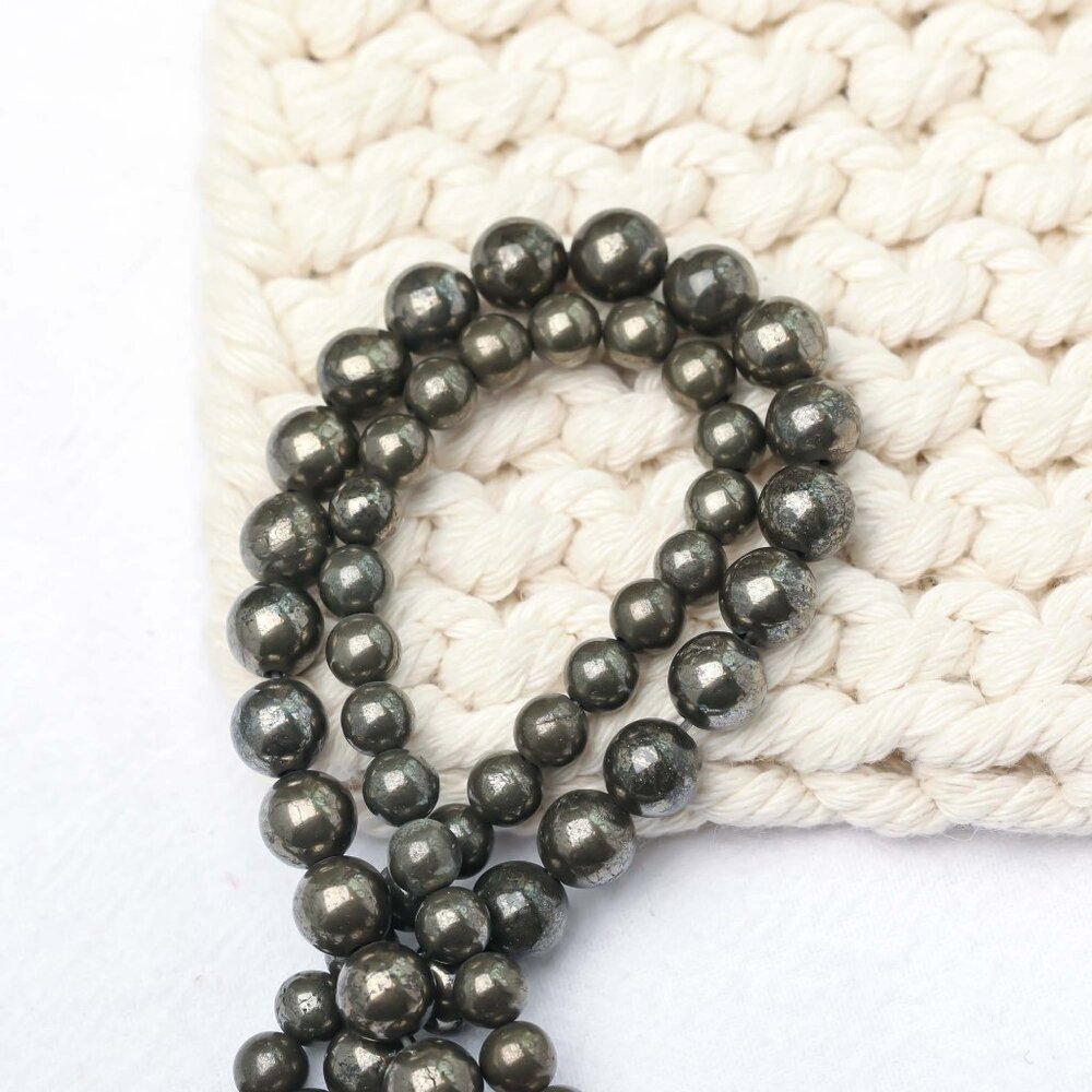 8mm Pyrite Round Beads DIY Jewelry Making